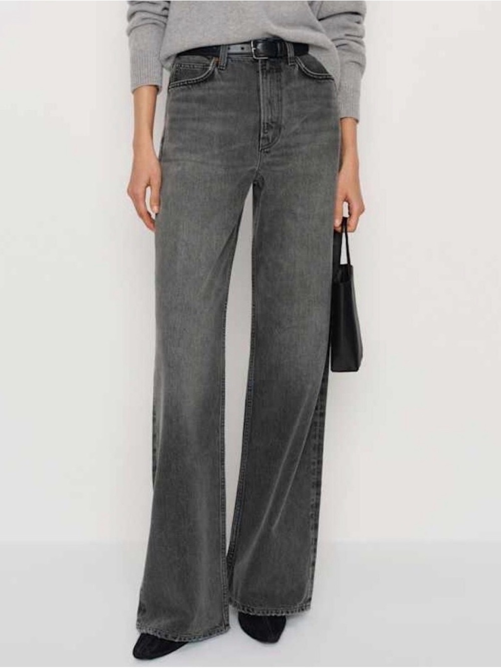 reformation cary high rise slouchy wide leg Size 26 Siene Washed Black Gray
